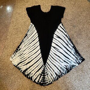 S. R. Fashion black white tie dye dress coverup